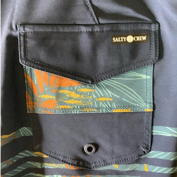 Salty Crew Floral Swim Trunk Men 44 Drawstring Summer Tropical Beachy Boardshort - Picture 8 of 12